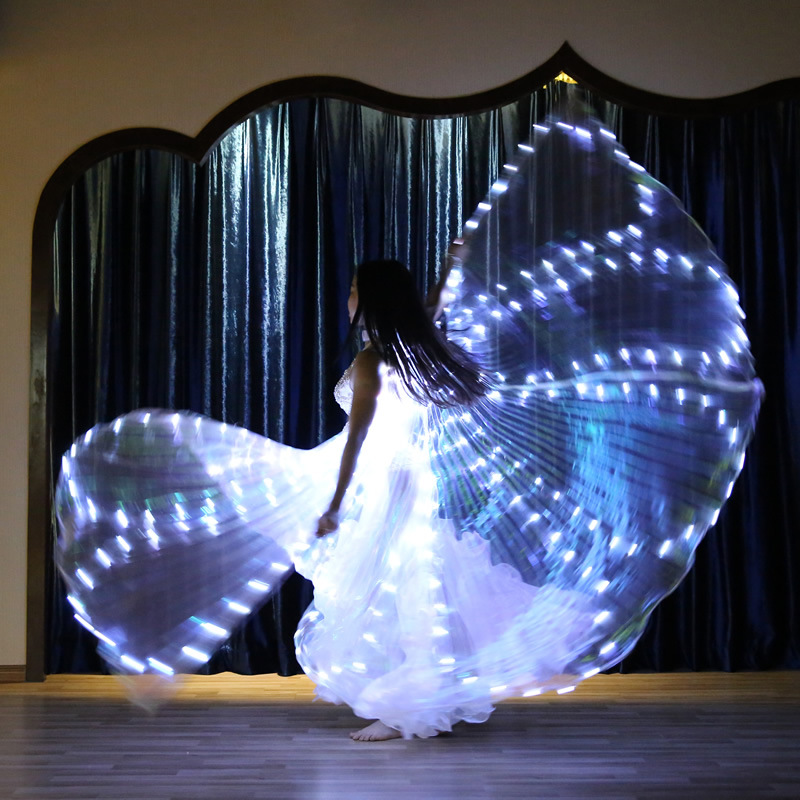 Led Light Up Belly Dance Capes Isis Wing With Stick